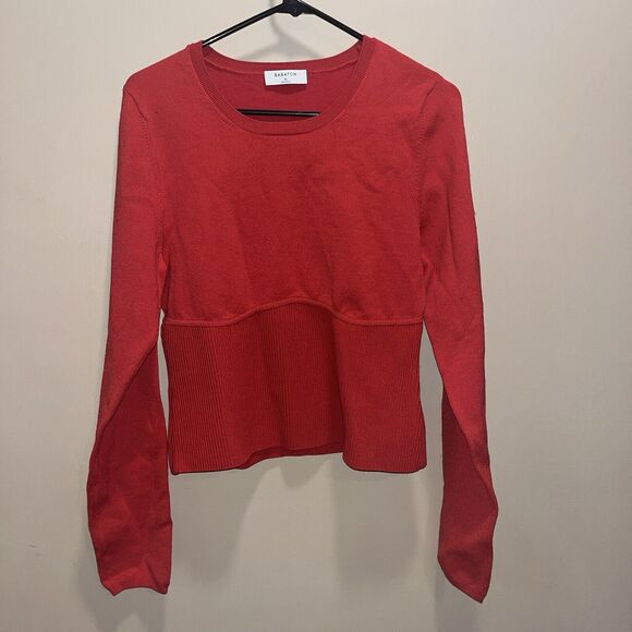 Babaton Womens Orange Fitted Ribbed Sweater XL Capsule Classic Quiet Luxury - Picture 1 of 10